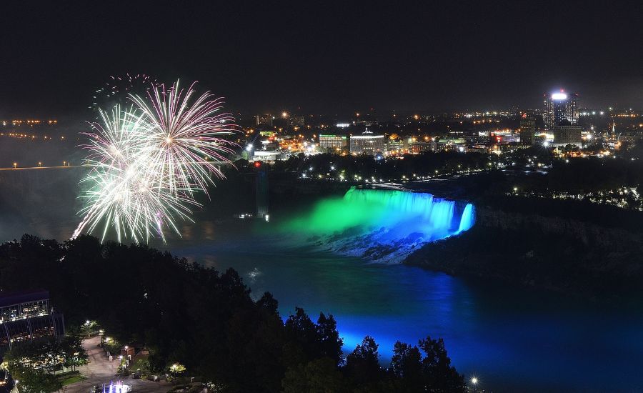 Niagara Falls With Firework